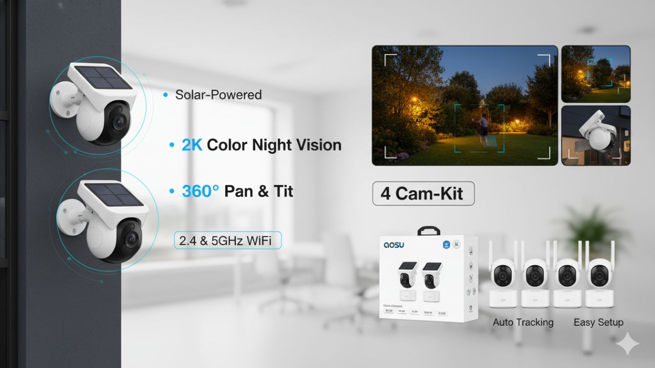 aosu security cameras outdoor wireless, 4 cam kit